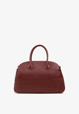 Bordowa Trzykomorowa Torebka Shopper z Dwoma Rączkami i Paskiem Arivire