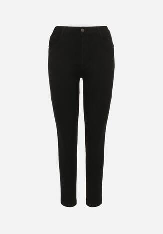 Czarne Spodnie o Kroju Skinny z Regularnym Stanem Mendria