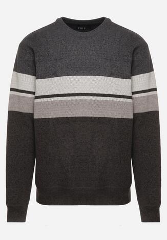 Ciemnoszary Sweter z Wełną z Eleganckim Kołnierzykiem Koszulowym Espalea