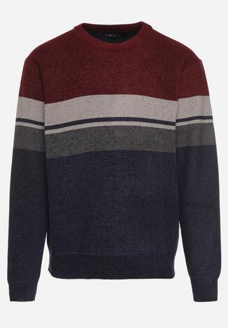 Bordowy Sweter z Wełną z Eleganckim Kołnierzykiem Koszulowym Espalea