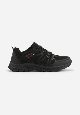 Czarne Buty Sportowe w Trekkingowym Stylu na Tłoczonej Podeszwie Revitte