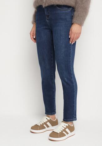 Niebieskie Jeansy z Domieszką Wiskozy o Kroju Skinny z Regularnym Stanem Zenisa
