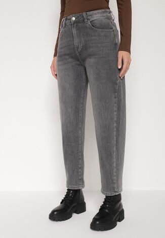 Szare Jeansy Mom Fit z Wysokim Stanem Rallanda