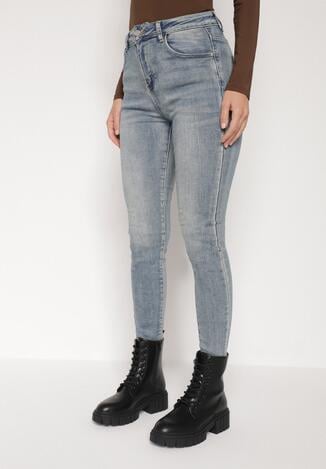 Niebieskie Jeansy Skinny z Bawełną z Regularnym Stanem Tevalka