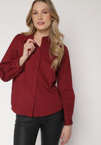 Bordowa Bawełniana Koszula o Klasycznym Kroju Liadovia