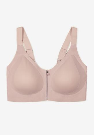 Jasnofioletowy Sportowy Biustonosz z Suwakiem z Przodu Eziline