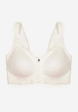 Biały Sportowy Biustonosz z Suwakiem z Przodu Eziline