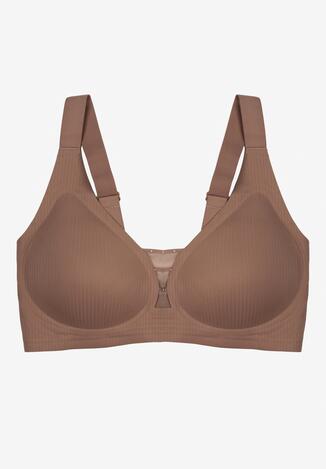 Ciemnobeżowy Biustonosz z Prążkowanego Materiału Ezimere