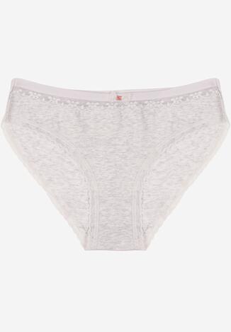Jasnoszare Bawełniane Majtki Typu Figi z Koronką i Kokardą Zeteria