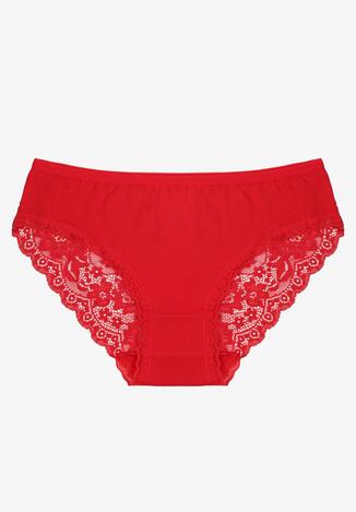 Czerwone Majtki Figi Zdobione Koronką Venissella