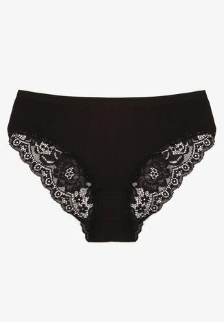 Czarne Majtki Figi Zdobione Koronką Venissella