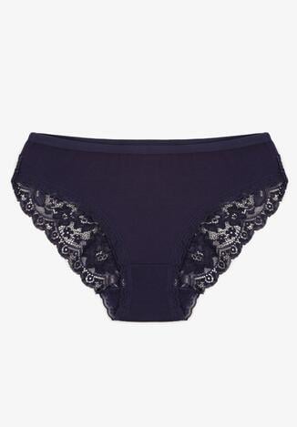 Granatowe Majtki Figi Zdobione Koronką Venissella