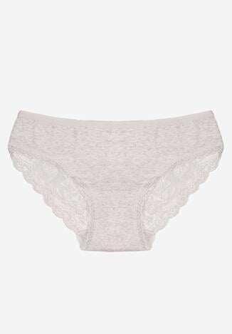 Jasnoszare Majtki Figi Zdobione Koronką Venissella