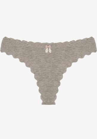 Szare Bawełniane Majtki Stringi z Prążkowanej Tkaniny Eziane