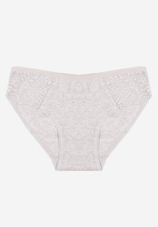 Jasnoszare Gładkie Majtki Figi z Bawełny Venessila