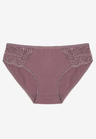Fioletowe Gładkie Majtki Figi z Bawełny Venessila
