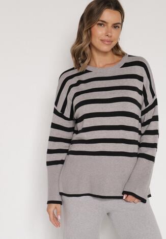 Pulover Negru cu gri