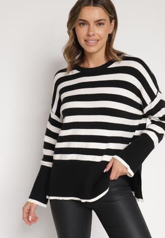 Pulover Alb cu negru