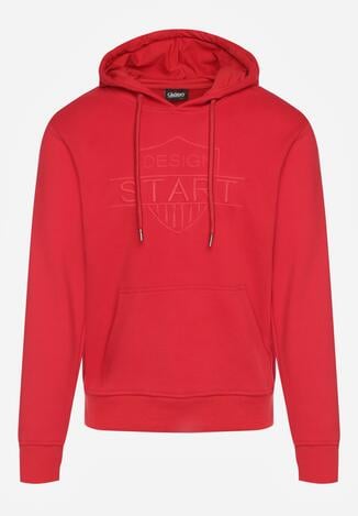 Czerwona Bluza z Bawełną Kapturem i Sznurkami Amatusa