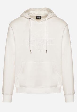 Biała Bluza z Bawełną Kapturem i Sznurkami Amatusa