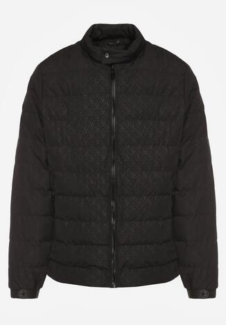 Czarna Pikowana Kurtka ze Stójką i Futrzaną Podszewką Silwedea