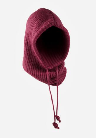 Czerwona Czapka Kominiarka z Wełną o Kroju Kaptura z Kominem Linezra