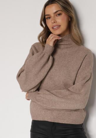 Beżowy Golf z Bufiastymi Rękawami Wedelia