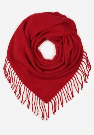 Czerwony Gładki Szalik z Frędzlami Vetiela