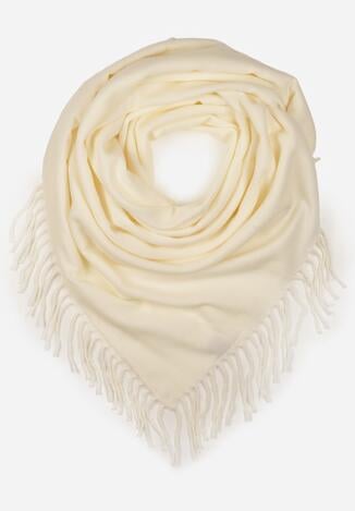 Jasnobeżowy Gładki Szalik z Frędzlami Vetiela