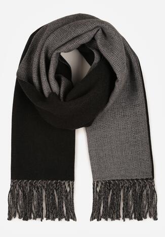 Czarny Klasyczny Szalik z Bawełny i Wiskozy z Frędzlami Vetilisa