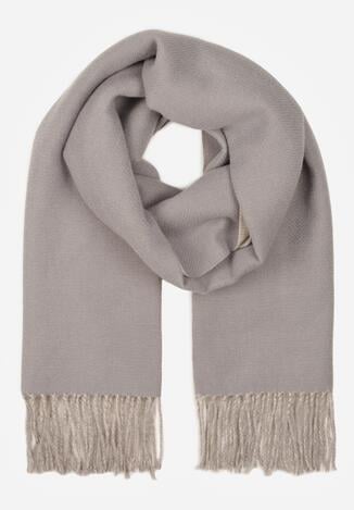 Ciemnoszary Klasyczny Szalik z Bawełny i Wiskozy z Frędzlami Vetilisa