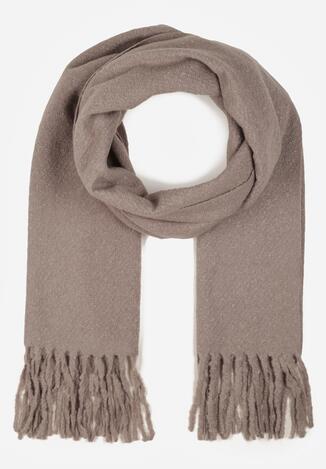 Szary Klasyczny Szalik Zdobiony Frędzlami Vetilana