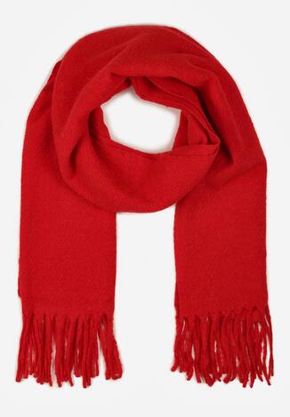 Czerwony Klasyczny Szalik Zdobiony Frędzlami Vetilana