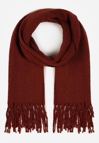 Bordowy Klasyczny Szalik Zdobiony Frędzlami Vetilana