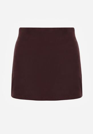 Brązowe Spódnico-Szorty Zdobione Imitacją Kieszeni z Tyłu Sewrela