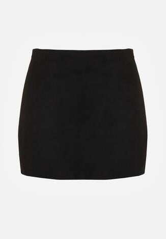 Czarne Spódnico-Szorty Zdobione Imitacją Kieszeni z Tyłu Sewrela