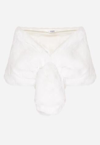 Białe Futrzane Ponczo Narzutka Bralinne