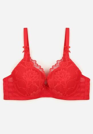 Czerwony Biustonosz Koronkowy z Kokardkami  Themikaia