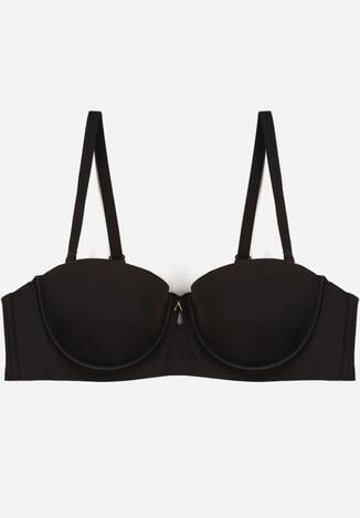 Czarny Gładki Biustonosz Balkonetka Dalilin