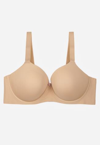 Beżowy Gładki Biustonosz Klasyczny Idahlina