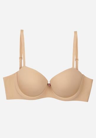 Beżowy Klasyczny Biustonosz o Gładkim Wykończeniu Taniarephis