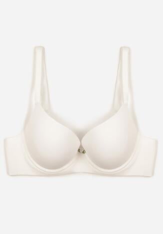 Biały Gładki Biustonosz Push-up Halilura