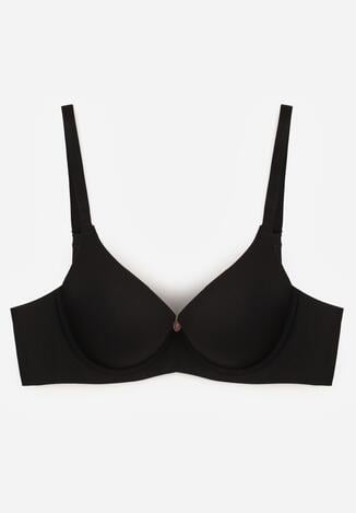 Czarny Gładki Biustonosz Push-up Halilura