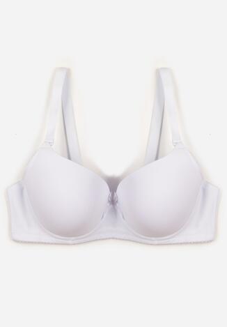 Biały Gładki Biustonosz Zdobiony Kokardką Ocerien