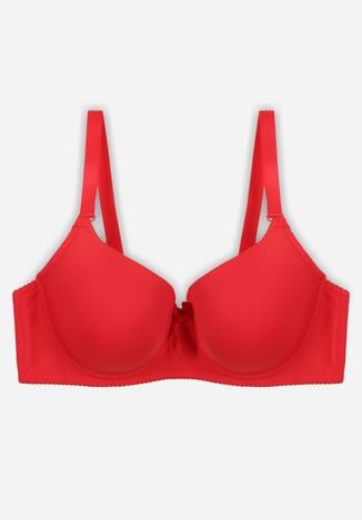 Czerwony Gładki Biustonosz Zdobiony Kokardką Ocerien