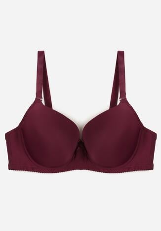 Ciemnofioletowy Gładki Biustonosz Zdobiony Kokardką Ocerien