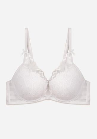 Biały Koronkowy Biustonosz z Ozdobnymi Kokardkami na Ramiączkach Aeleolopei