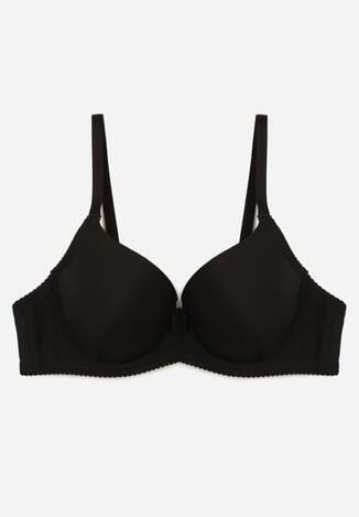 Czarny Klasyczny Biustonosz o Gładkim Wykończeniu Lamisa