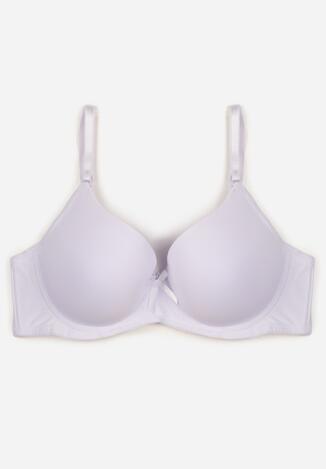 Biały Klasyczny Biustonosz o Gładkim Wykończeniu z Kokardką Adothyia