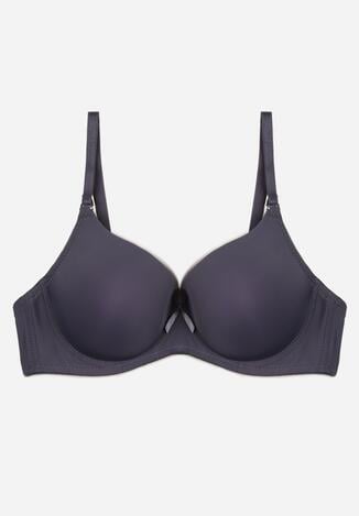 Granatowy Klasyczny Biustonosz o Gładkim Wykończeniu z Kokardką Adothyia